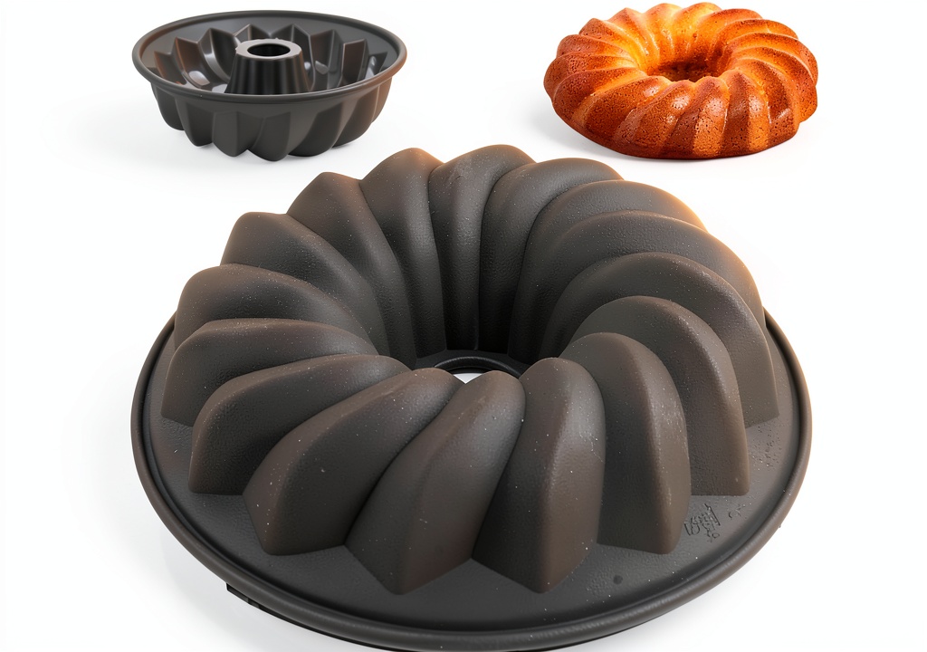 CUISITOOL Silicone Ring Cake Pan displayed on a kitchen countertop, ready for use