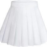 Women's High Waisted Pleated Skirt Moda White-0