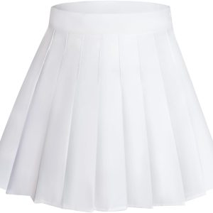 Women's High Waisted Pleated Skirt Moda White-0