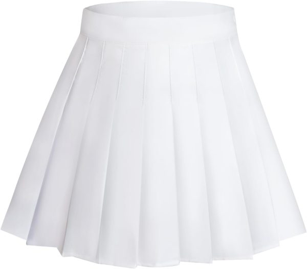 Women's High Waisted Pleated Skirt Moda White-0