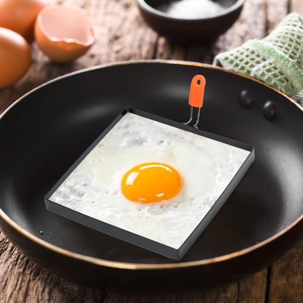 Patelai 8 Inch Non-Stick Square Egg Rings Pancake Molds-6