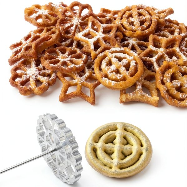 UOIENRT Flower Swedish Mold Wood Handle Rosette Cookies-4