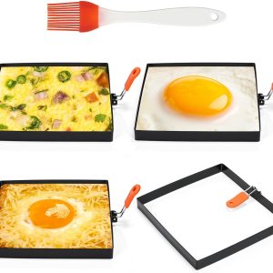Patelai 8 Inch Non-Stick Square Egg Rings Pancake Molds-0