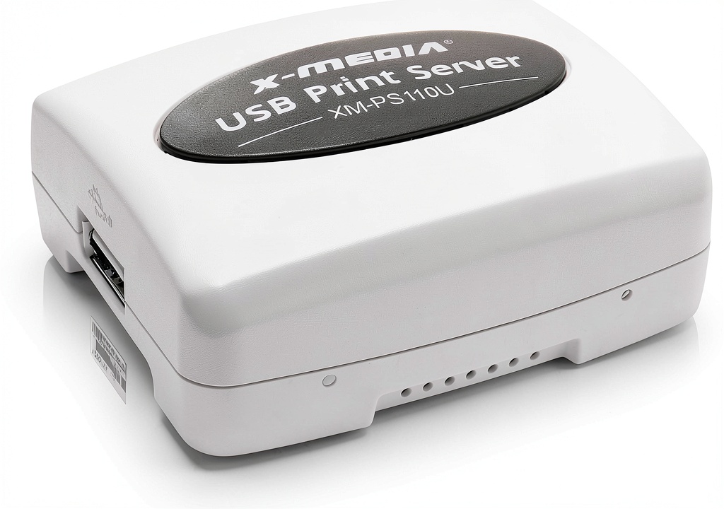 Installing X-MEDIA USA Print Server Compatible with 320+ Printers on a wooden desk