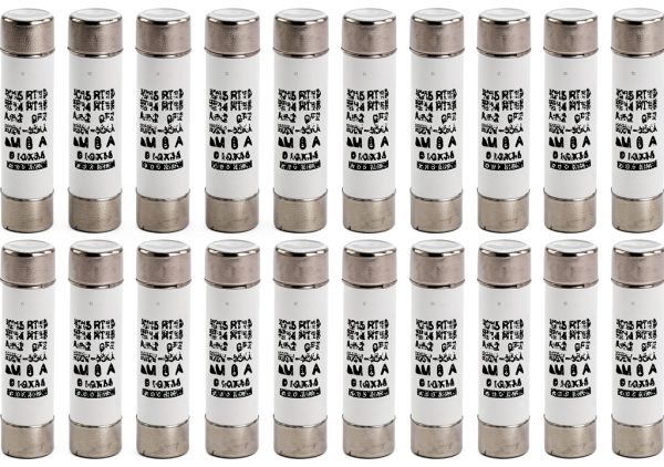 uxcell 20 Pcs 10 x 38mm AC 500V 8A Cylindrical Fuse Links-0