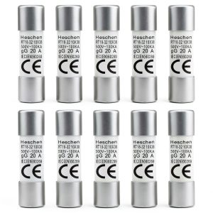 Heschen Cylindrical Ceramic Fuse Link RT18-32 20A 500V Pack of 10-0