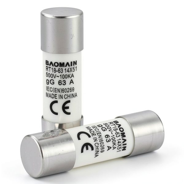 Baomain 10-Pack 63A Fuse Link RT18-63 Ceramic Tube 14x51mm 500V 100kA-3