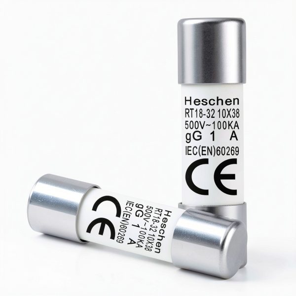 Heschen Cylindrical Ceramic Tube Fuse Link, RT18-32 (RO15), 10×38 mm, 1A 500V, CE, Pack of 10-7