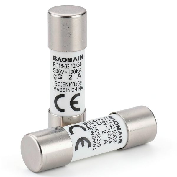 Baomain 20-Pack 2A Ceramic Fuse Link RT14 R015 10x38mm AC 500V-3