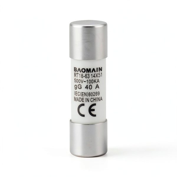 Baomain 10-Pack 40A Fuse Link, RT18-63 (RO16 RT14 RT19), Cylindrical Ceramic Tube 14x51mm 500V CE Listed-3