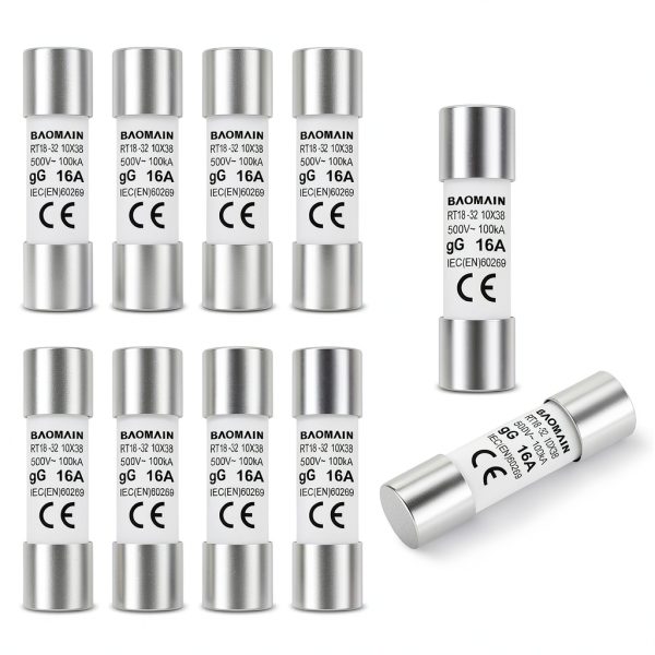 Baomain 10-Pack 16A Fuse Link RT18-32 Ceramic 10x38mm CE Listed-0