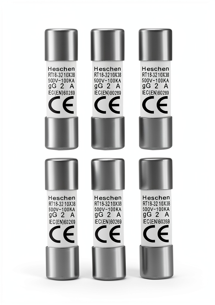 Installing Heschen Cylindrical Ceramic Tube Fuse Link RT18-32 2A 500V Pack of 10 on a wooden desk