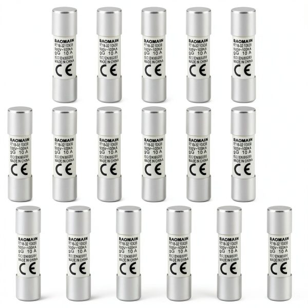 Baomain 20-Pack 10A Cylindrical Type Fuse Link, RT18-32 10 X 38 gG 500V 100kA-0