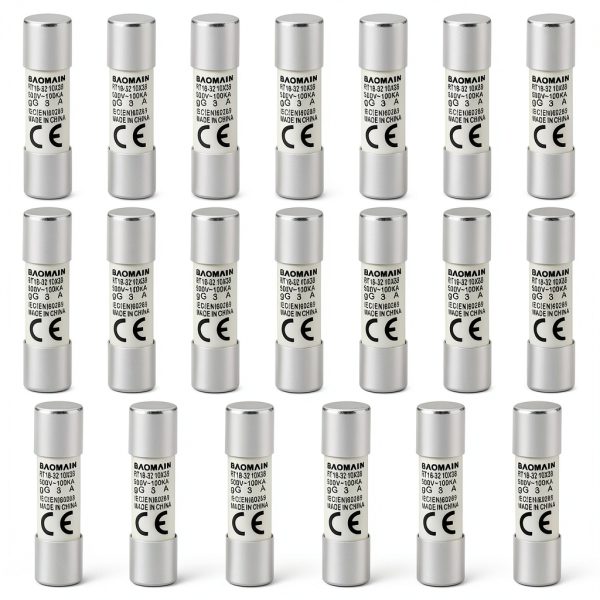 Baomain 20-Pack 3A Ceramic Fuse Links RT18-32 500V/690V 10x38mm-0