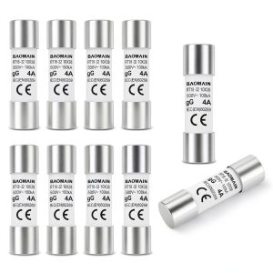 Baomain 10-Pack 4A Fuse Link, RT18-32 (RO15 RT14 RT19), Cylindrical Ceramic Tube 10x38mm 500V CE Listed-0