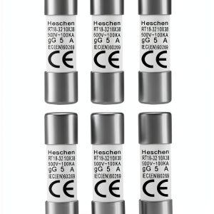 Heschen Cylindrical Ceramic Tube Fuse Link RT18-32 5A 500V Pack of 10-0