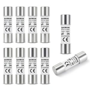 Baomain 10-Pack 2A Fuse Link, RT18-32 (RO15 RT14 RT19), Cylindrical Ceramic Tube 10x38mm 500V CE Listed-0